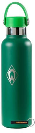 SV Werder Bremen Thermosflasche Raute 600 ml, Offizieller Fanartikel, Edelstahl-Isolierflasche mit Werder-Raute, Auslaufsicherem Schraubverschluss und Tragegriff