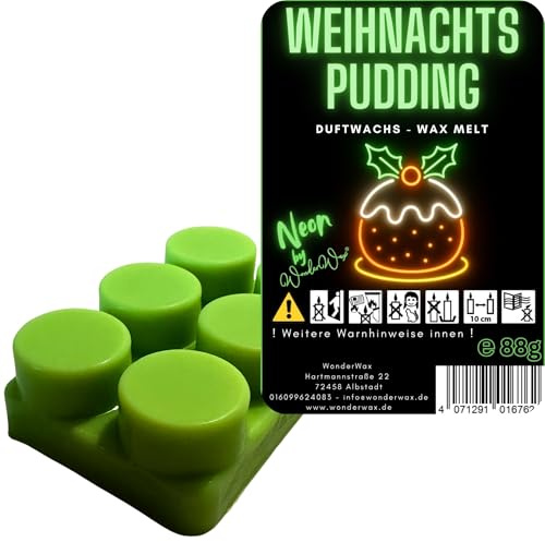 WonderWax Neon Duftriegel 6 x Duftwachs Kreise Wachsmelt Duftwachs Raumduft für Duftlampen Soja Wachs Melts Duftmelt Aroma Wellnes Kerzen Wärmer Wax Tarts Weihnachtspudding