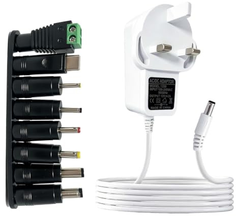 12V Power Adapter Compatible with BT-Openreach ONT Openreach EchoLife-HG612-Fibre-optic-Modem Power Replacement Cable for EE Router Smart Hub Nail Lamp 1.5M Power Supply Cord White Charger UK Plug