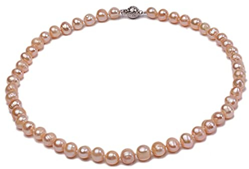 Jyx - Collana con perle d'acqua dolce rotonde, lunghezza 45 cm, filo singolo e Lega, colore: rosa, cod. FNS341-1