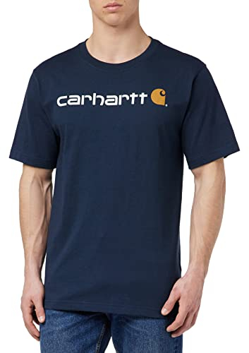 Carhartt Men's Relaxed Fit Heavyweight Short-Sleeve Logo Graphic T-Shirt, Navy, XL