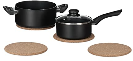 Relaxdays 40er Set Korkuntersetzer, Unterlage für Töpfe & Pfannen, Tischuntersetzer rund, hitzebeständig, 19 cm Ø, Natur