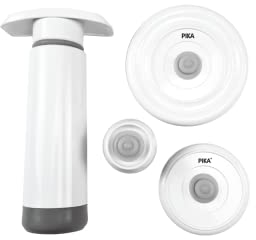 PIKA - Kit de conservation sous vide : Pompe sous vide + 2 couvercles universels + 1 bouchon