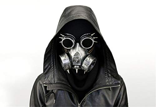 Ulalaza Steampunk Gasbrille Maske Retro Gothic Punk Zombie Soldaten Schädel Maske für Halloween Cosplay Requisiten
