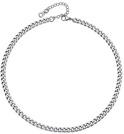 PROSTEEL kurze Kette Collier Damen Edelstahl 4,8mm Panzerkette 36cm verstellbar Choker Necklace schwer Glieder Link Halsband für Frauen Mädchen Modeschmuck Accessoire für Weihnachten Valentinstag