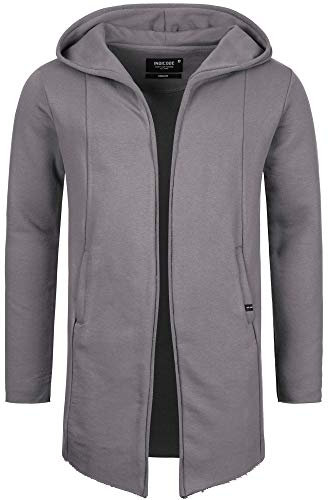 Indicode Herren Brekstad Oversize Sweatjacke mit Kapuze aus Baumwolle | Sweater Männer Pewter, S