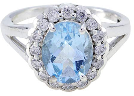 joyas plata schöner edelstein ovale form facettierter blauer topas ringe - 925 sterling silber blauer topas ring - dezember geburt schütze astrologie schöner edelstein ring