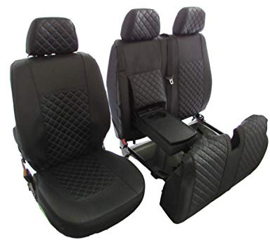 Texmar Passend für Fiat Ducato, Citroen, Jumper, Peugeot Boxer 2006–2020, Rechtslenker-Sitzbezug aus Kunstleder, blau, 2 + 1