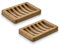 SUBEKYU 【Teak】 Portasapone da bagno in legno per sapone da bar, portasapone drenante in legno per doccia, salva-sapone e vassoio, set di 2