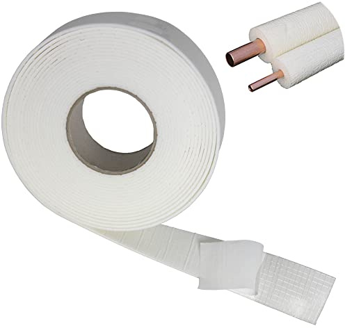 Isolierband Gewebeverstärkt und selbstklebend aus Polyethylen, weiß, 10 m lang, 50mm breit, 3mm dick, UVA-Beständig für Kältemittelleitung Kupferrohre