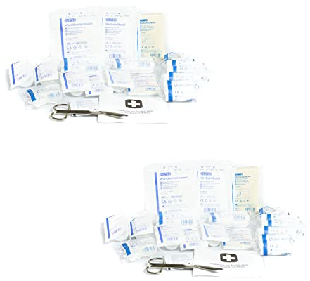 2x FLEXEO KFZ-Nachfüllset DIN 13164:2022 - Verbandskasten Auto - Erste Hilfe Kasten - Verbandkasten PKW und Motorrad - Notfall Set Füllung - Verbandstasche schwarz