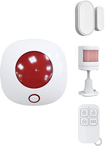 Mengshen WiFi Sicherheitssystem Kit mit Sirene Tür Bewegungssensor und Fernbedienung Unterstützt APP Steuerung Mobile Echtzeit Benachrichtigungen