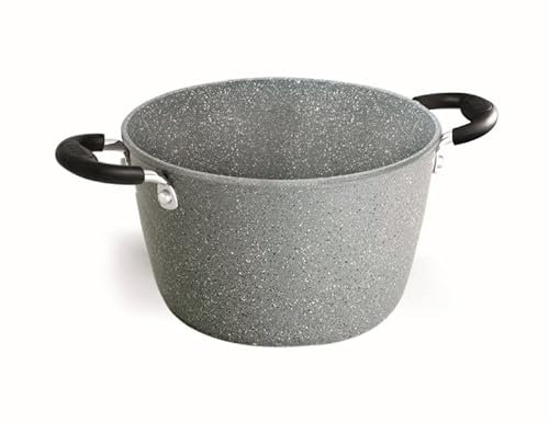 Pentola Bialetti Petra vera Ø 22 cm, 2.8 kg, Antiaderente, Grigio, con Coperchio