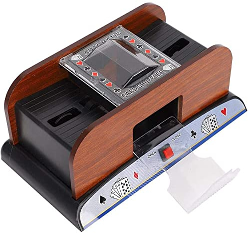 Automatischer Kartenmischer Elektrischer Holz Kartenmischmaschine Batteriebetrieben Mischgerät zum Mischen von Karten Spiel Kartenmischgerät für Spielkarten, Kunststoff