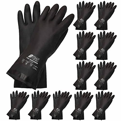 NITRAS Chloroprene-Handschuhe 3460 Black Barrier velourisiert 30 cm - Schutzhandschuh - guter Schutz vor Alkoholen, Säuren, Laugen - 12 Paar (7)