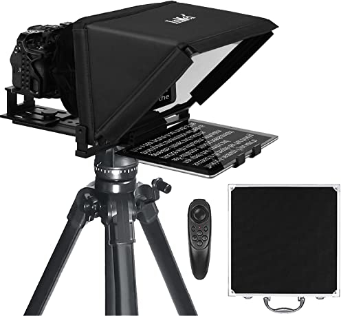 Inmei TX12 Teleprompter aus Aluminiumlegierung mit App-Fernbedienung, kompatibel mit iPad, Smartphone, DSLR-Kamera, faltbar, mit Tragetasche, einfach zu montieren