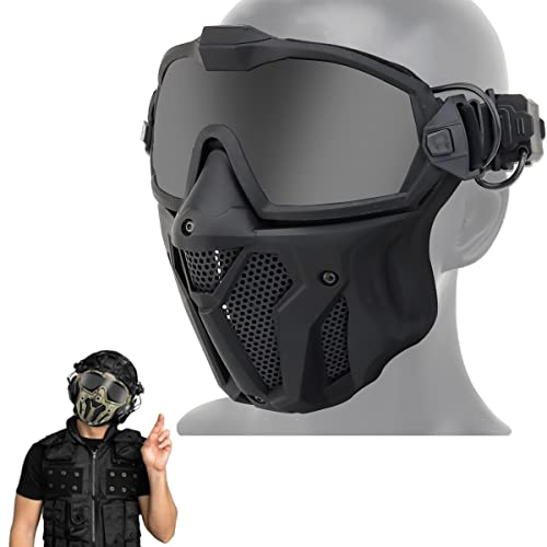 Airsoft Maske Taktische Paintball Maske Abnehmbare Schutzbrille Mit Anti-Beschlag Ventilator System, Für Halloween Jagd CS Wargame,Bk