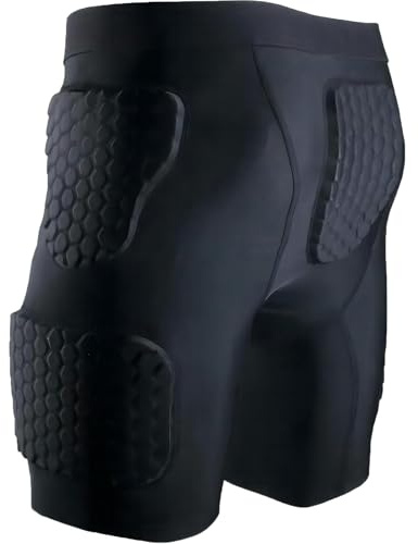 Padded Compression Shorts Padded Football Girdle Hip and Football Girdle for Men Thigh Protector for Basketball ice Skating Rugby Soccer Hockey - L