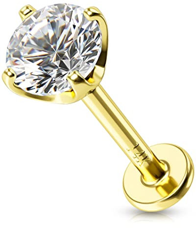 OUFER Body Piercing Piercing pour lèvres 16G Helix boucle d'oreille interne fil Tragus boucle d'oreille Piercing Bijoux 14K Solid Gold Helix Conch Lip Labret Piercing Bar