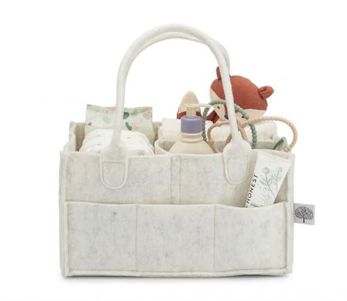 Parker Baby Diaper Caddy - Nursery Storage Bin and Car Organizer for Diapers and Baby Wipes - White, Regular