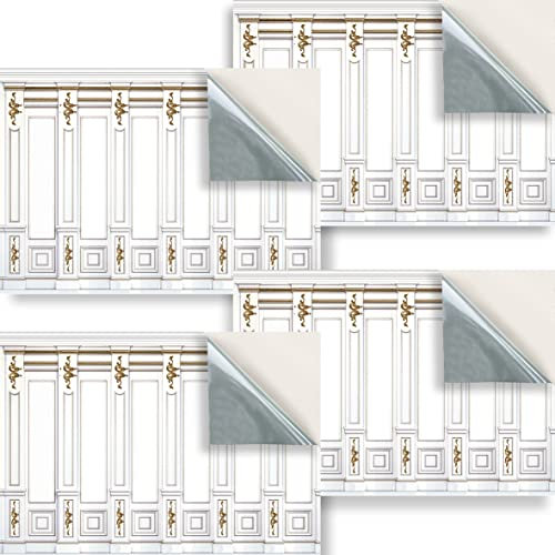 Stick & Go Repositionable Self Adhesive Dolls House Wallpaper 1:24 Scale (Set of 4 Sheets) - Classic Wall Panelling - No. 184