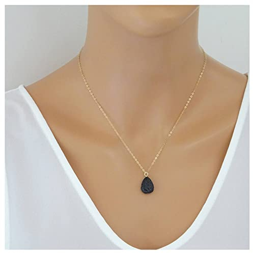 Cimenexe Böhmische Tropfenförmige Vulkanische Anhänger Halskette Schwarzer Lavastein Perlen Choker Halskette Gold Vulkanische Halskette Vulkanische Steinkette Halskette Schmuck Für Frauen Und Mädchen