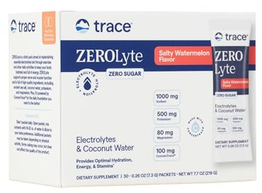 Trace Minerals ZeroLyte Salty Watermelon Flavor - Sugar Free Electrolyte Drink Mix - Supports Hydration, Energy, Stamina - Ancient Sea Salt, Full Spectrum Minerals, Coconut Water - 30 Packets