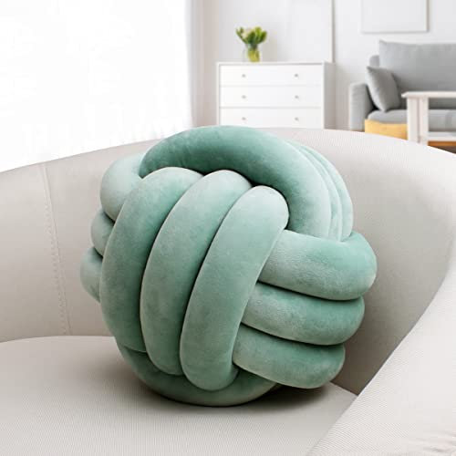 IIQI Knotenkissen, Mehrere Größen Knotenkissenball weiches handgewebtes Sofakissen, verwendet für Wohndekoration (Matcha grün 88,28 Zentimeter)