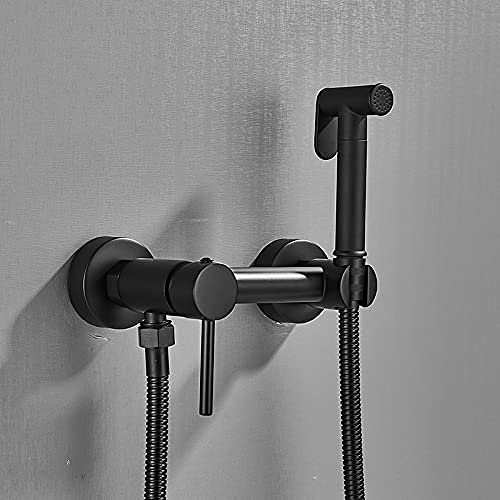 ZEDARO Wasserhähne, Bidet-Duscharmaturen, Messing, hygienisch, Duschbrause, Airbrush-Hahn, Warm- und Kaltwassermischer, WC-Spray, Bidet-Dusche/Mattschwarz B