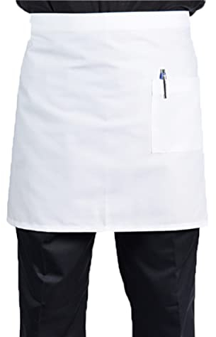 MFAZ Morefaz Ltd Verstellbare Schürze mit 2 Taschen, Kochschürze, Küchenschürze für Küche, Restaurant, Café, Baumwolle, Taille oder lang, Schwarz und Weiß