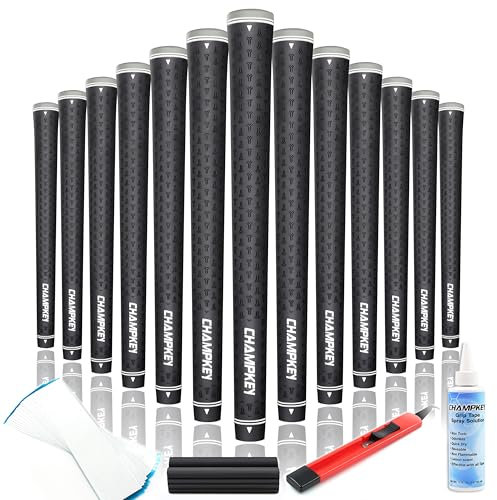 CHAMPKEY Y-LITE Golf Grips 13 Pack with All Repair Kits | All Weather Performance Golf Club Grips | High Traction Golf Rubber Grip with Texture Control Technology