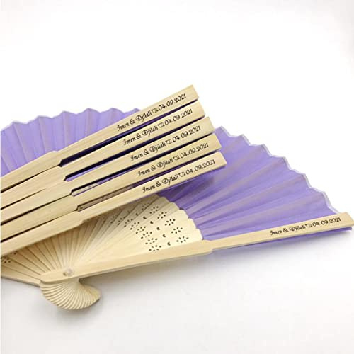 Ter Personalisierte Handfächer, personalisierte Hochzeitsgeschenke, Handfächer, individuelle Faltfächer, Bulk-Fächer für Hochzeit, dekorative Faltfächer (lila, 50 Stück)