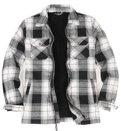 Flanelljacke für Herren, Sherpa-Futter, durchgehender Reißverschluss, kariert, gebürstet, gemütlich, Outdoor-Arbeitsjacke, Arctic Storm Plaid, XL