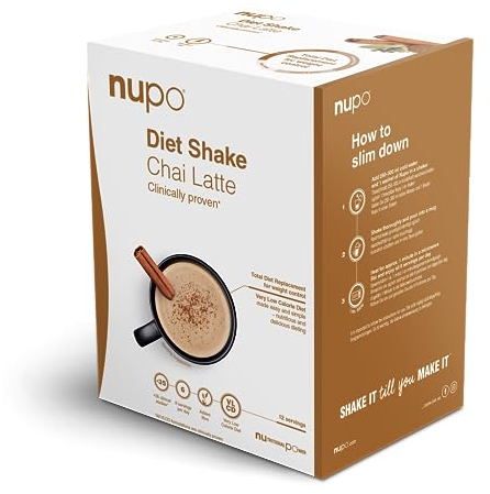NUPO® Diät Shakes zum Abnehmen Glutenfrei (Chai Latte - 12 Portionen) | Leckere Abnehmshakes für Frauen & Männer | Abnehmen Pulver | Trinkmahlzeit als Abnehm Shake | Mahlzeitenersatz Shake