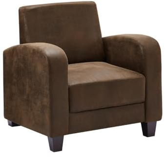 Vente-unique-Club-Sessel - Mikrofaser - Braun - Vintage-Leder-Optik - Madie II