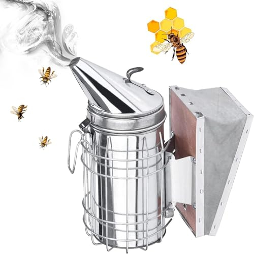 ETOFIXEE Beekeeping Smoker, Stainless Steel Bee Hive Smoker, Beekeeping Hive Tool with Heat Shield, High Volume of Smoke, Beekeeping Equipment for Beginners and Professional Beekeepers