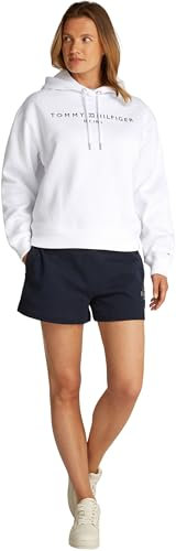 Tommy Hilfiger Sweat à Capuche Femme avec Logo, Blanc (Th Optic White), XXS