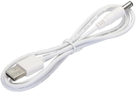 QUARKZMAN Cable de Alimentación USB a DC de 1 Metro, Cable USB a DC 5.5mm x 2.1mm 5V, Color Blanco, para Mini Ventilador, Cámara, Teléfono Móvil, Tablet, 1 Unidad