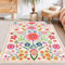 Tapis carré pour Salon, 120 x 120 cm, 4 pi x 4 pi, Chambre d'adulte, décoration de Chambre d'enfant, Rouge, Vert, Rose Jaune, imprimés de Fleurs printanières Multicolores