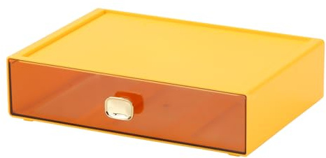 OSteed Desk Tidy Drawers, Worktop Organiser, Large Storage Box, Yellow | 1 Large Drawer, Bathroom Storage Solutions, Letter Box, Makeup Brush Holder, Dressing Table, Single Drawer Unit, A4 Paper