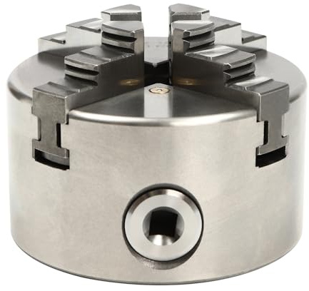 LANNADD 100mm 4 Backenfutter, Vierbackenfutter Drehbank Chuck 4-Backen Selbstzentrierendes, Hochpräzises Drehbankfutter Selbst Zentrierendes Spannfutter Mit Präzisions-Kegelrad für Drehmaschine