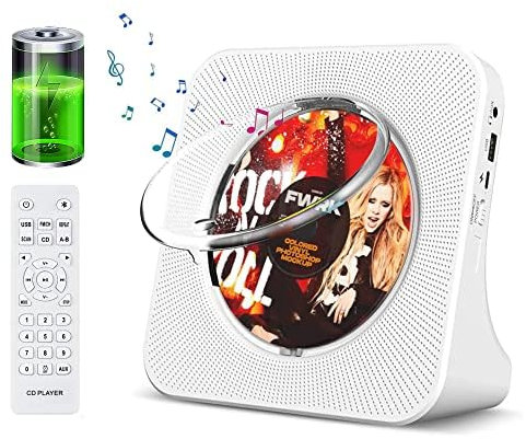 Lettore CD ricaricabile, lettore CD, lettore CD, piccolo lettore CD, portatile, lettore CD, lettore CD, lettore CD con telecomando, lettore CD con radio FM, lettore CD con altoparlante HiFi, display