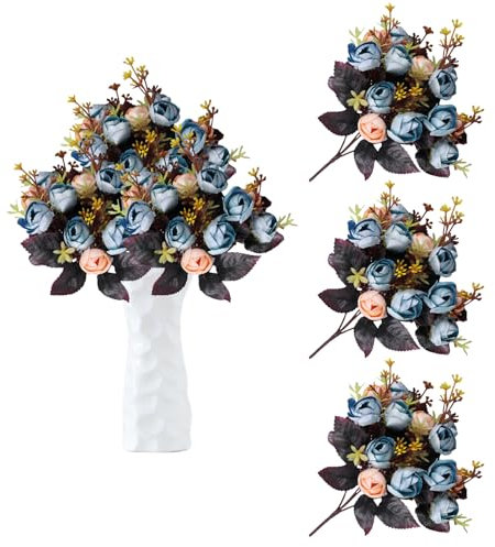 astylishome Künstliche Blumen Künstlich Rosen Realistische Rose Gefälschte Blume für Hochzeit Hause Tafelaufsätze Partei Friedhof Grab Dekoration 45 Stück 0401