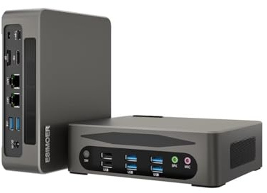 ESIMOER Mini PC Win 11, Piccolo PC Core i7-1360P, 64GB DDR5 1TB SSD 2TB HDD, HD DP Type-C 8K Triple Display, WiFi 6, BT 5.2, 8 USB, Dual 2.5G RJ45 LAN, Mini Computer Desktop Professionale da Ufficio