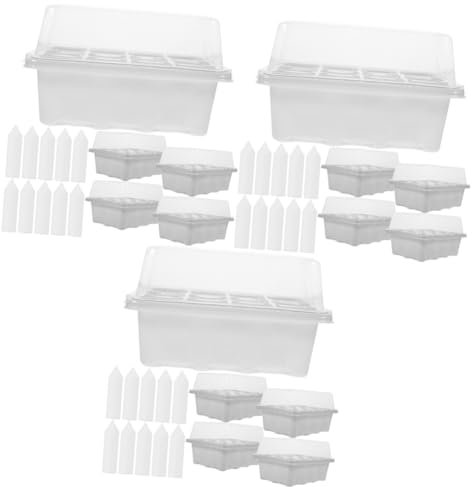 YARNOW 3 Sätze Sämlingsbox Etiketten Keimplatte Pflanzenschale Schneidefach Pflanzschalen Für Pflanzen Pflanzschale Für Sämlinge Kindergarten-Starter-tablett Kinderzimmertablett Weiß