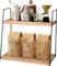 Aolawco 2 Tier Coffee Station Organizer for Countertop, Coffee Bar Accessories and Organizer, Coffe Condiment Storage, Wooden Counter Shelf Organize for Kitchen, Bathroom, Office (Patented Design)