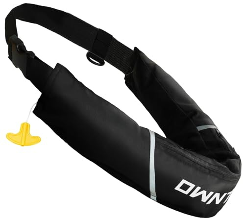 Owntop Inflatable Swim Jacket for Adults, Low Profile Manual Inflate Belt Pack, Buoyancy Aids Swim Vest Waist for Kayak, Fishing, Paddle Sports, Black