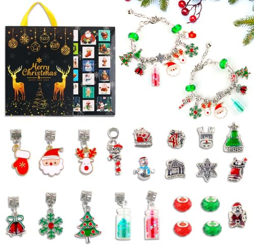 Adventskalender 2025 Kinder, dellyy Weihnachtskalender Schmuck Basteln, Adventskalender 10 Jahre Madchen Basteln 2025, Adventliche Weihnachtsüberraschung