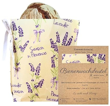 Bienenwachs beutel für Lebensmittel, Backwaren, Obst und Gemüse | Wiederverwendbare Bags für frische Lebensmittel | 100% Natürlich Umweltfreundliche Lagerung (Levander, 30x32cm)