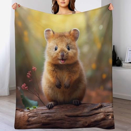 VFSAfiwaf Quokka Decke, ultraweiche Micro-Fleece-Decke, weich und warm, digital bedruckt, Anti-Pilling-Überwurfdecke für Erwachsene und Kinder (150 x 200 cm)